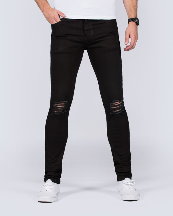 2t Connor Skinny Fit Ripped Jeans (black)