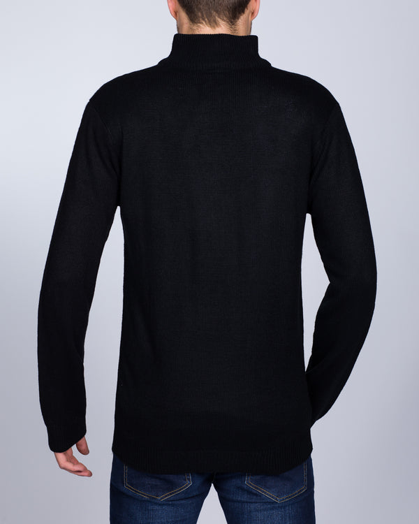 2t hoher 3-Knopf-Pullover (schwarz)
