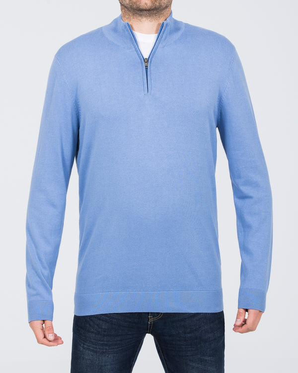 2t Altis Quarter Zip Tall Jumper (mid blue)