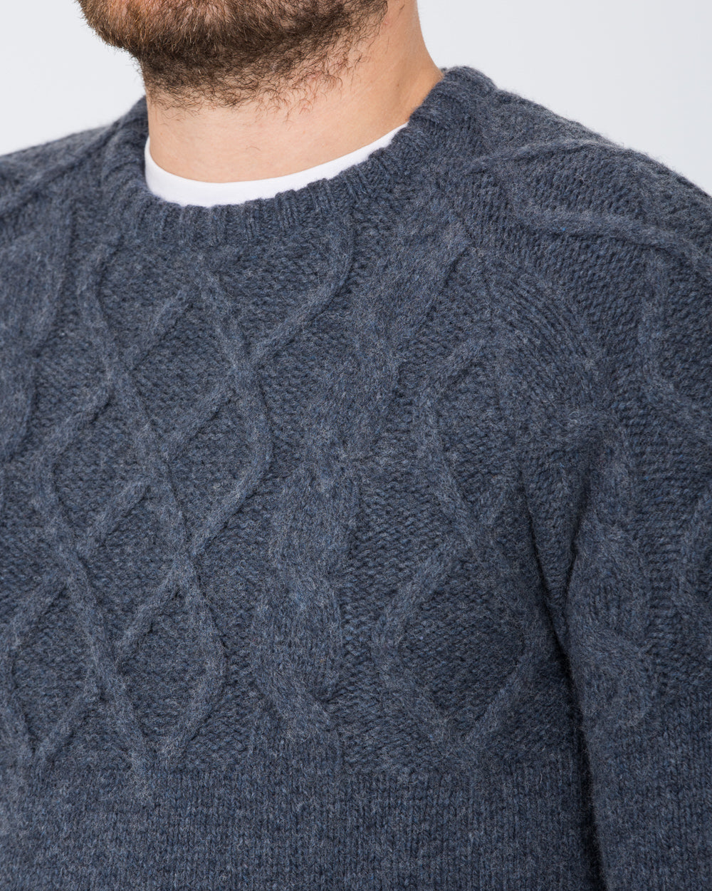 2t Tall Lambswool Cable Knit Jumper (indigo)