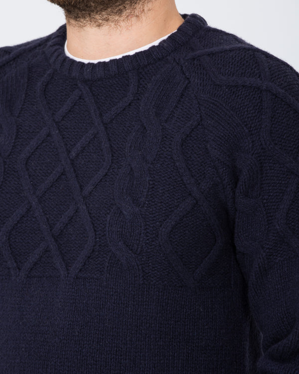 2t Tall Lambswool Cable Knit Jumper (navy)