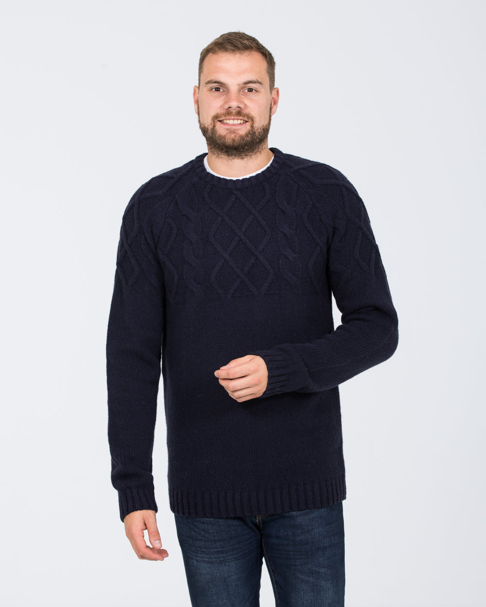 2t Tall Lambswool Cable Knit Jumper (navy)