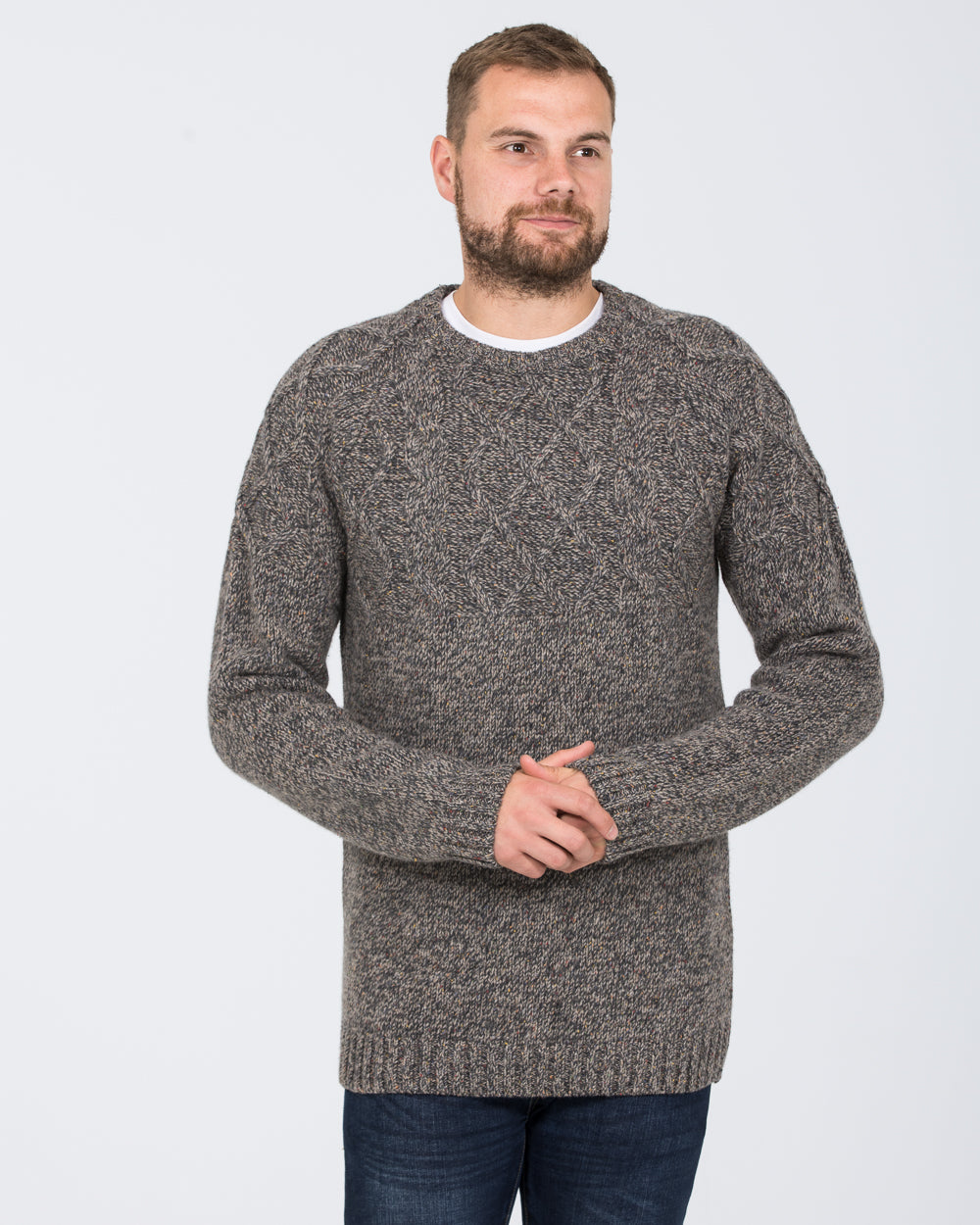 2t Tall Lambswool Cable Knit Jumper (taupe)