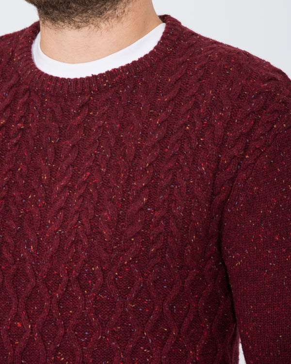 2t Tall Aran Crew Neck Lambswool Jumper (cherry)