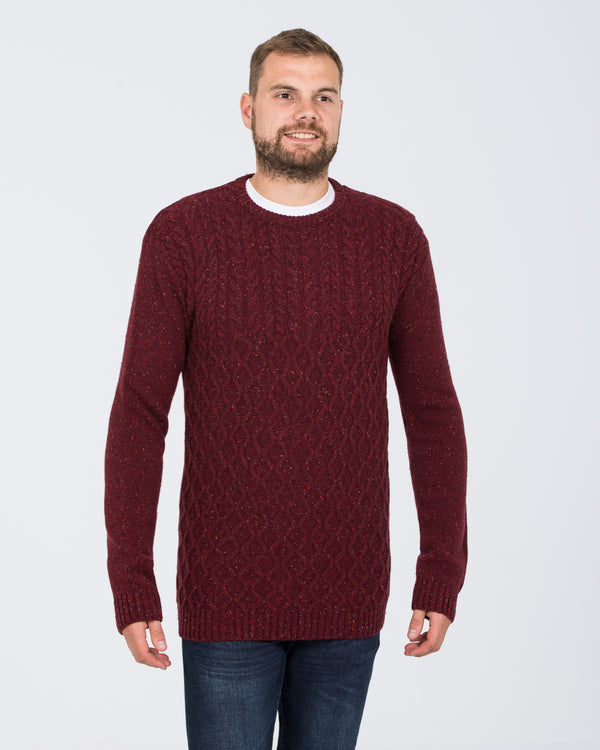 2t Tall Aran Crew Neck Lambswool Jumper (cherry)