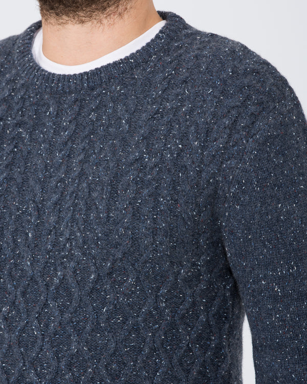 2t Tall Aran Crew Neck Lambswool Jumper (indigo)