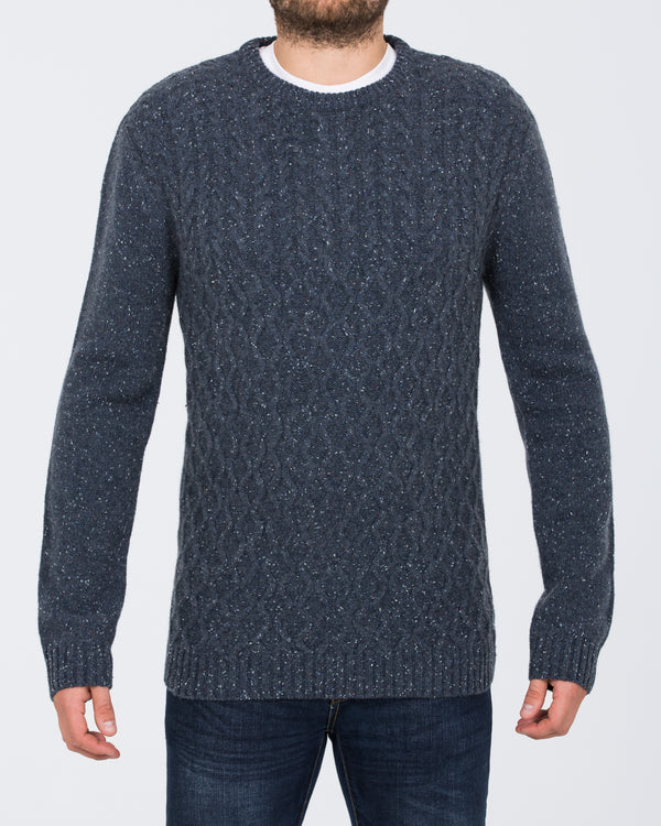 2t Tall Aran Crew Neck Lambswool Jumper (indigo)