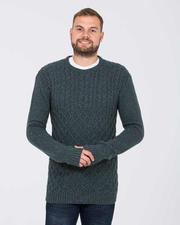 2t Tall Aran Crew Neck Lambswool Jumper (teal)