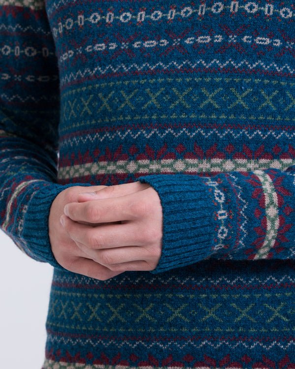 2t Lambswool Fairisle Crew Neck Tall Jumper (mallard)