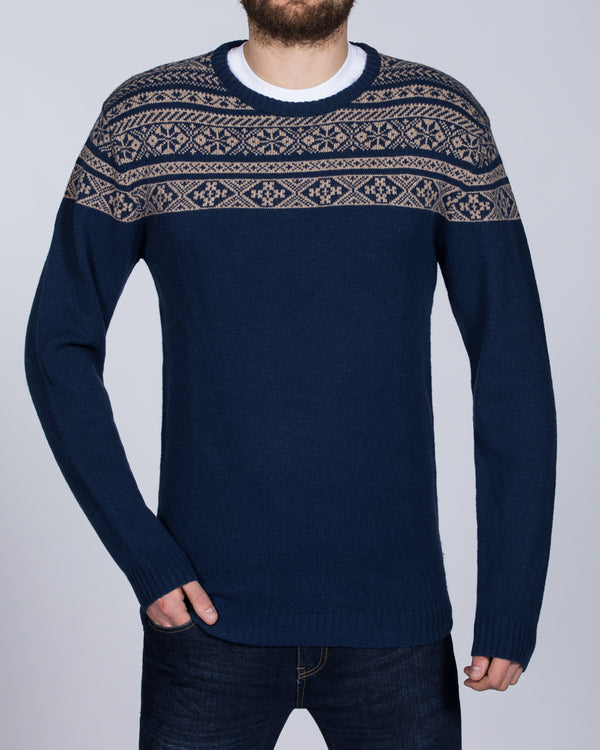 2t Lambswool Fairisle Crew Neck Tall Jumper (navy)