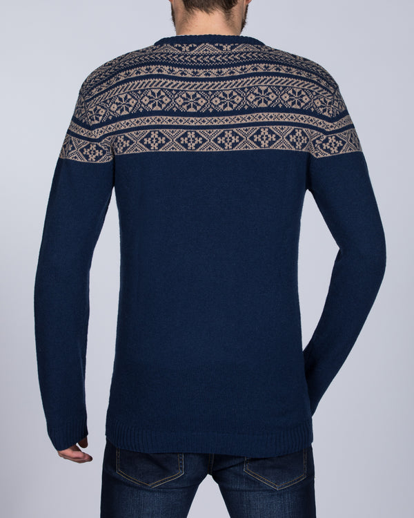 2t Lambswool Fairisle Crew Neck Tall Jumper (navy)