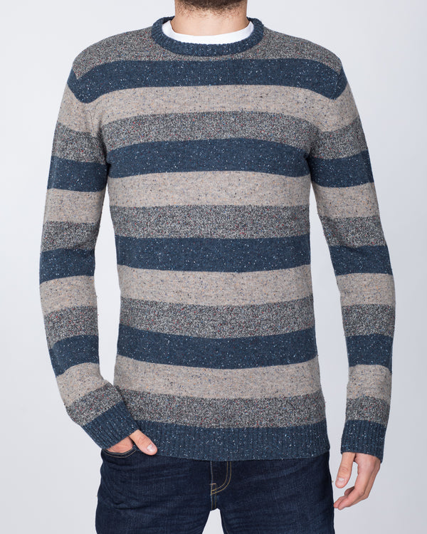 2t Lambswool Stripe Crew Neck Jumper (indigo)