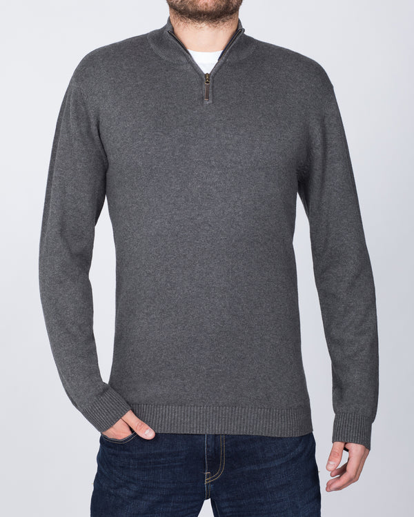 2t Cotton Quarter Zip Tall Jumper (charcoal)