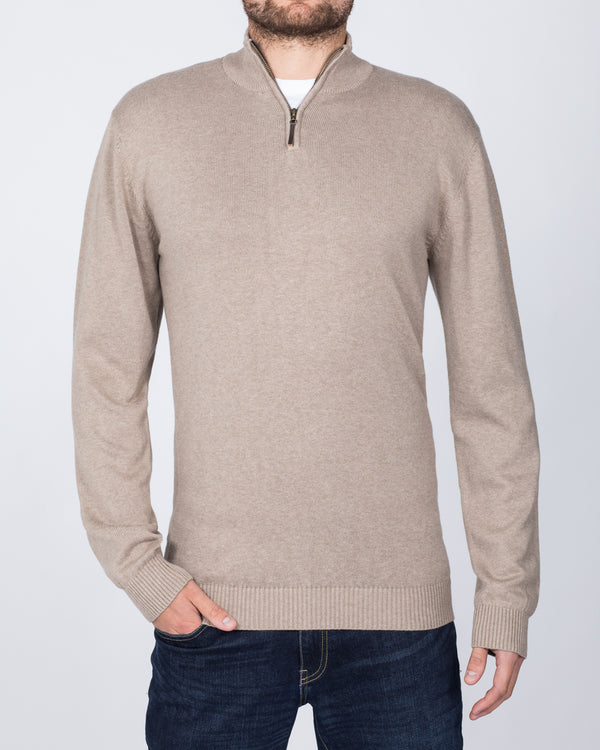 2t Cotton Quarter Zip Tall Jumper (taupe)