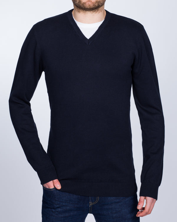 2t Tall Cotton V-Neck Jumper (navy)