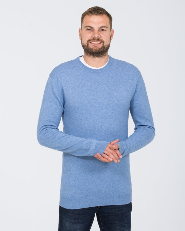 2t Merino-Mischung Rundhals Pullover Lang (Himmel)