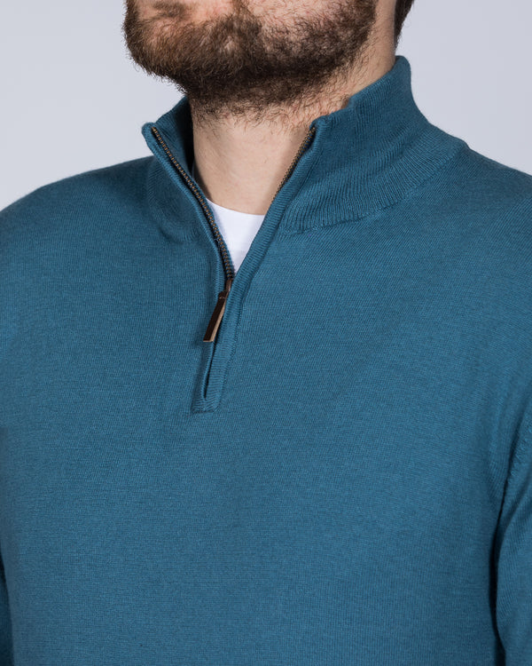 2t Merino Quarter Zip Tall Jumper (teal)