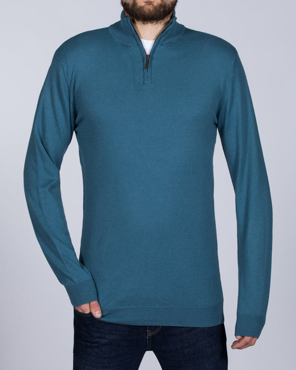 2t Merino Quarter Zip Tall Jumper (teal)