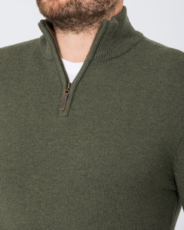 2t Tall Lambswool Quarter Zip Jumper (olive)