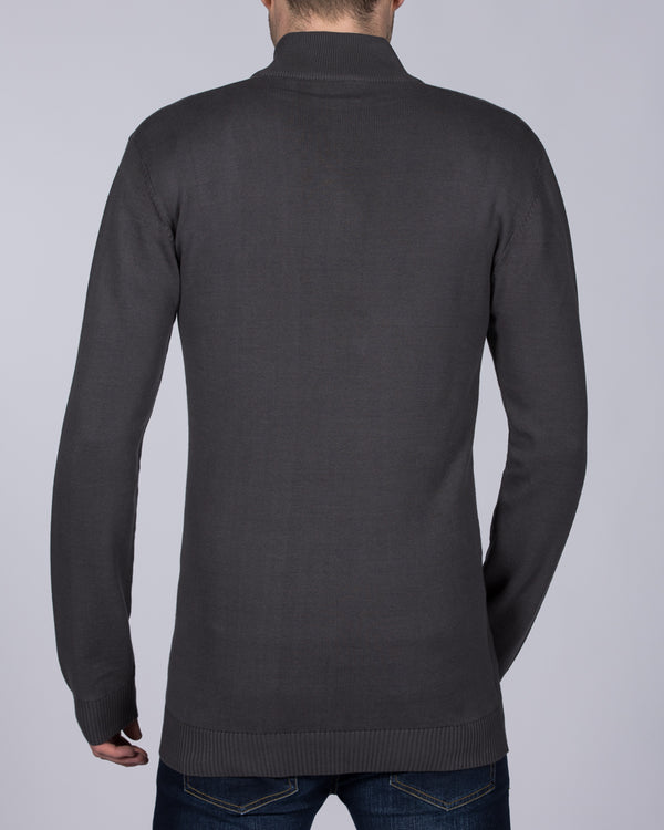 2t Cotton Quarter Zip Tall Jumper (dark grey)