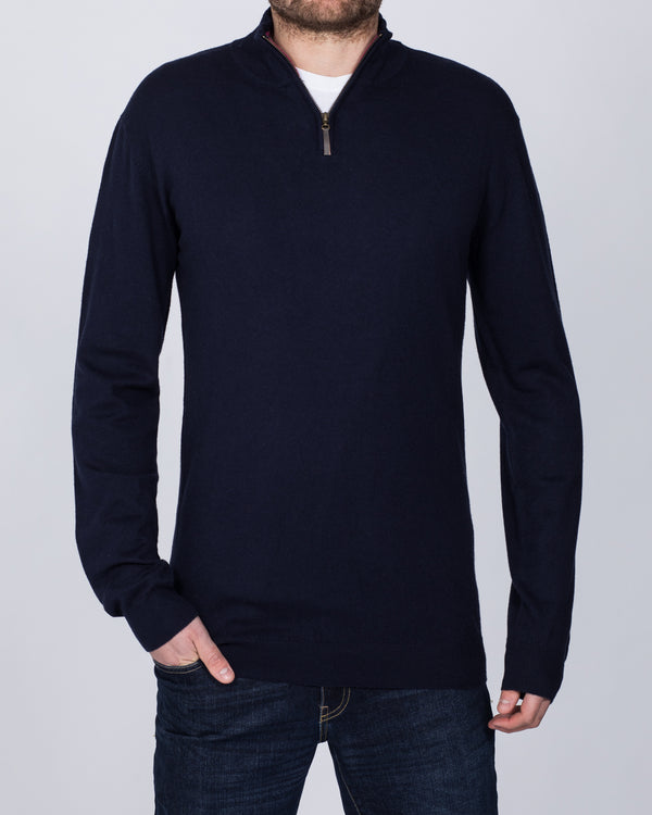 2t Quarter Zip Merino Blend Tall Jumper (navy)