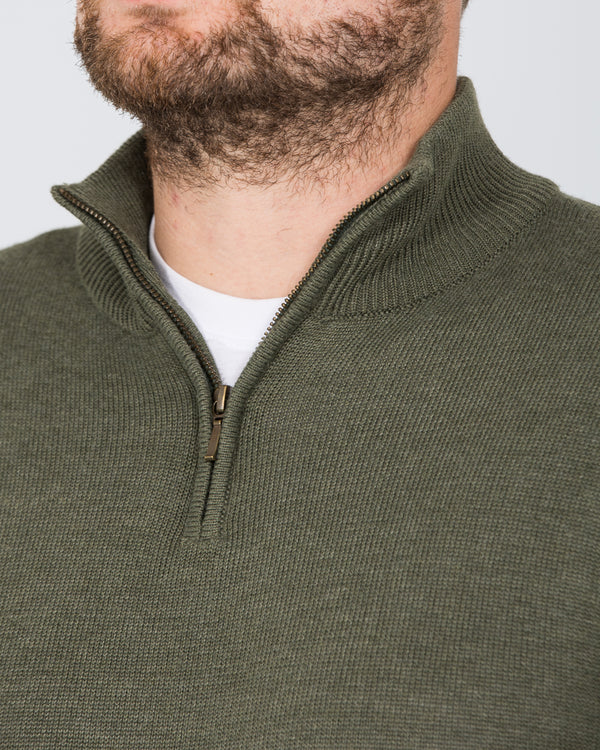 2t hoher Seawool Viertel-Reißverschluss-Pullover (Loden)