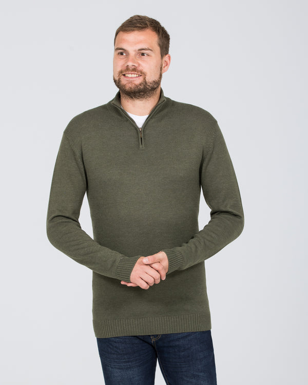 2t hoher Seawool Viertel-Reißverschluss-Pullover (Loden)