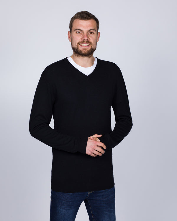 2t Merino V-Neck Tall Jumper (black)