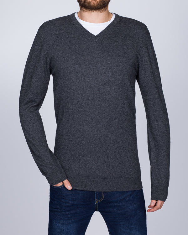 2t Merino V-Neck Tall Jumper (charcoal)