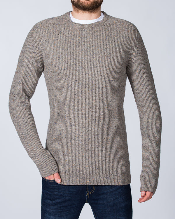 2t Tall Saddle Crew Neck Jumper (stone)