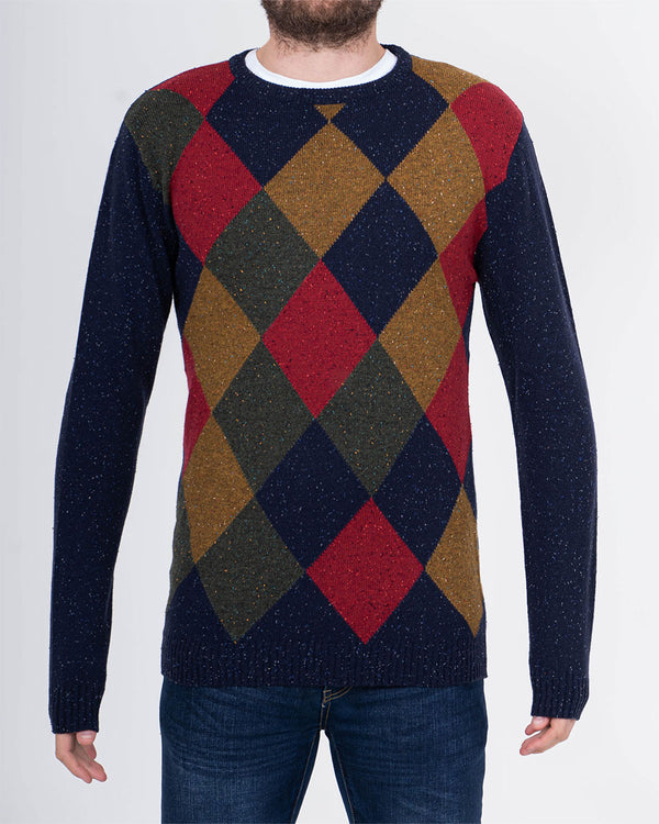 2t Tall Lambswool Argyle Crew Neck Jumper (navy)