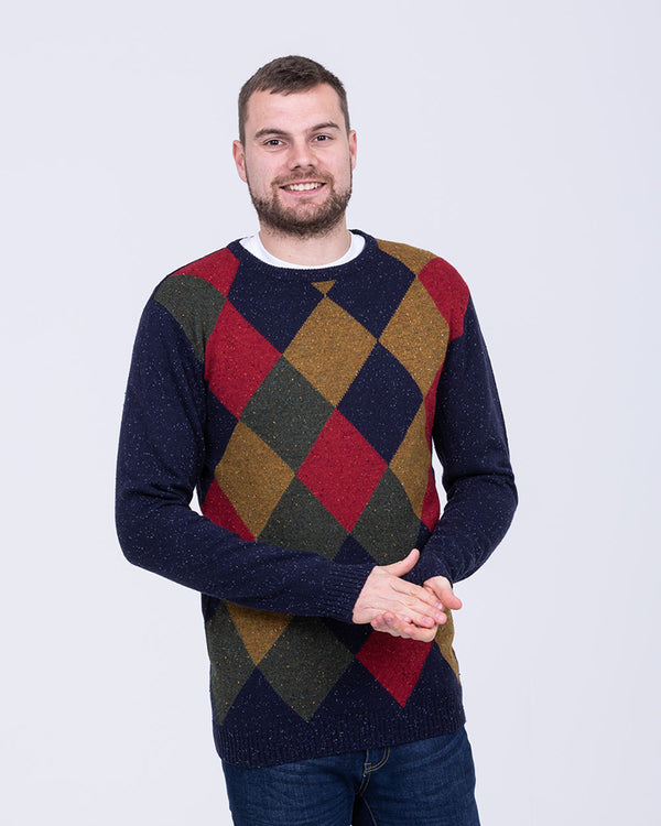 2t Tall Lambswool Argyle Crew Neck Jumper (navy)