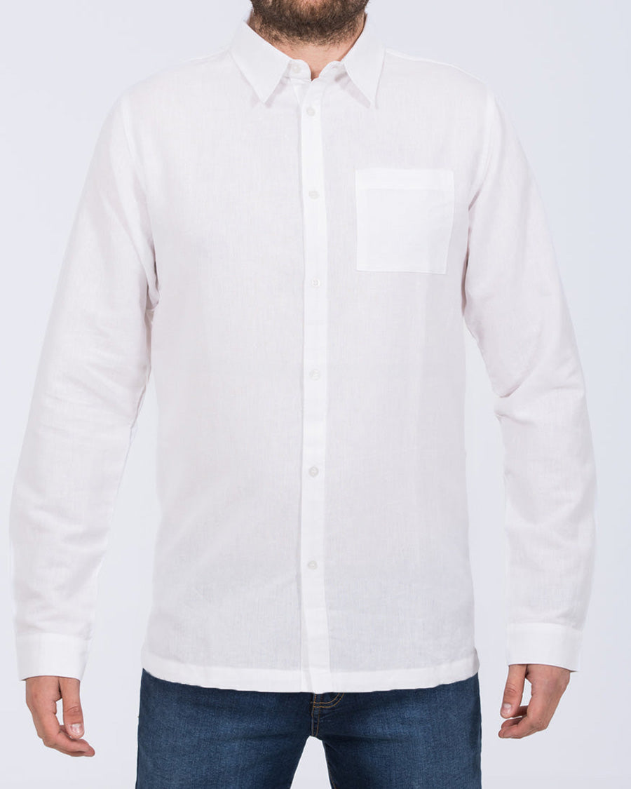 2t Tall Long Sleeve Linen Blend Shirt (white)