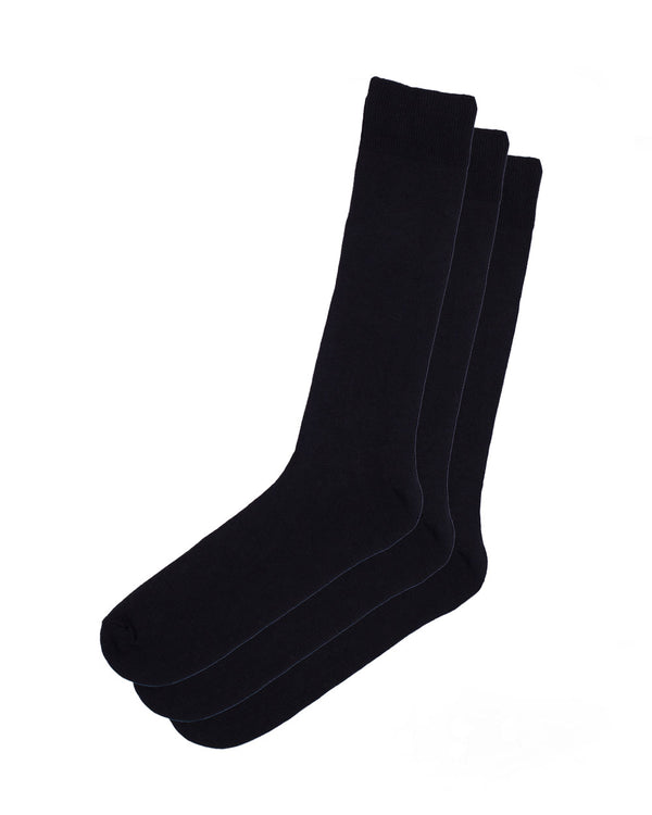 HJ Hall Cotton Plain Socks 3 Pairs (black)