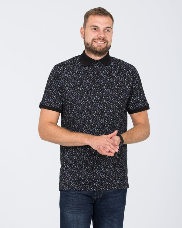 2t Slim Fit Tall Printed Polo Shirt (black)