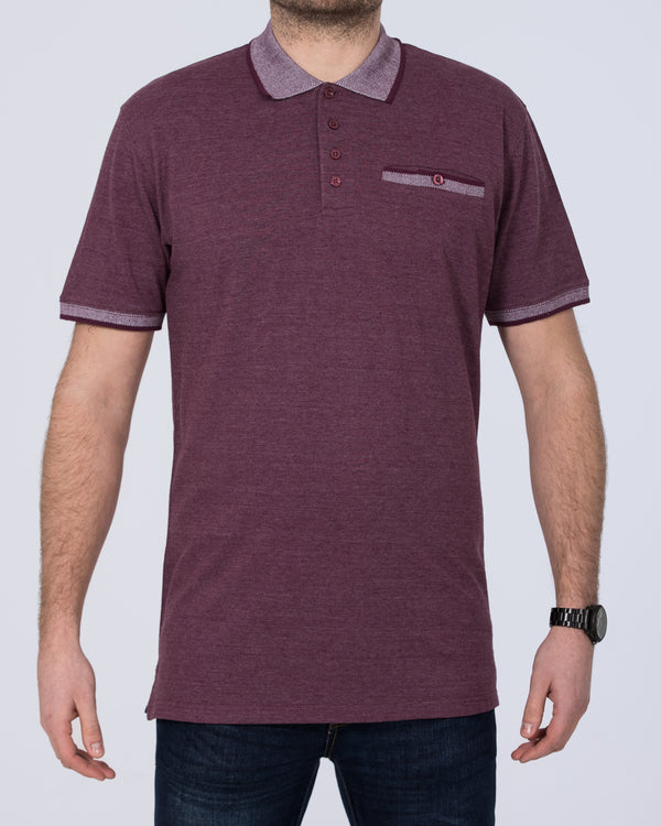 2t Slim Fit Tall Pique Jacquard Polo Shirt (plum marl)