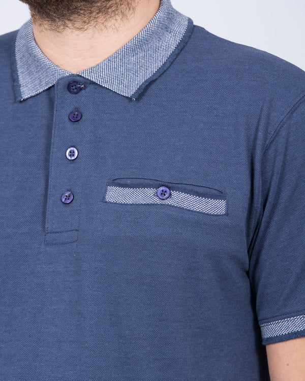 2t Slim Fit Tall Pique Jacquard Polo Shirt (royal blue marl)