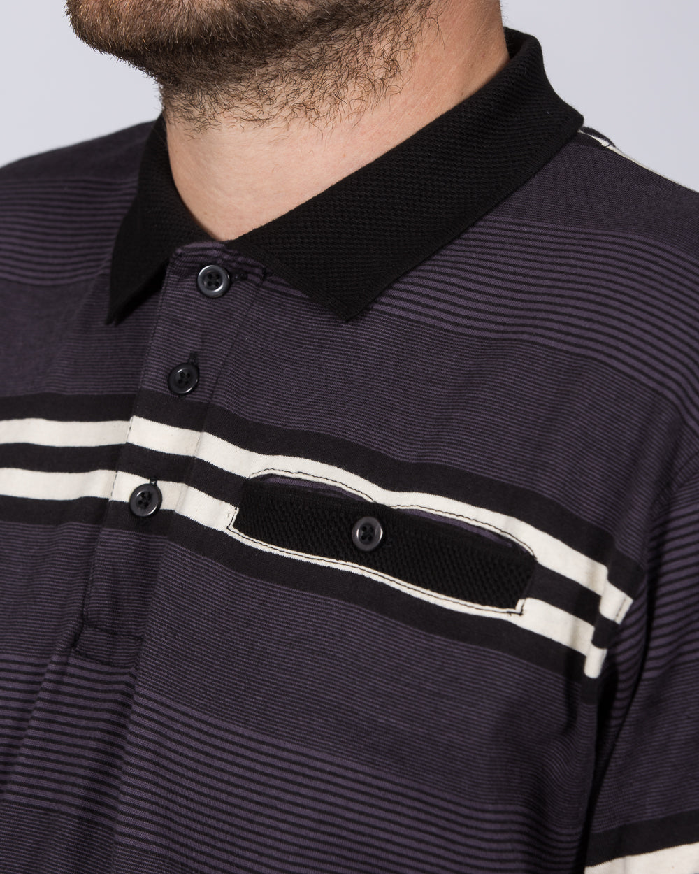 2t Regular Fit Tall Striped Polo Shirt (charcoal)