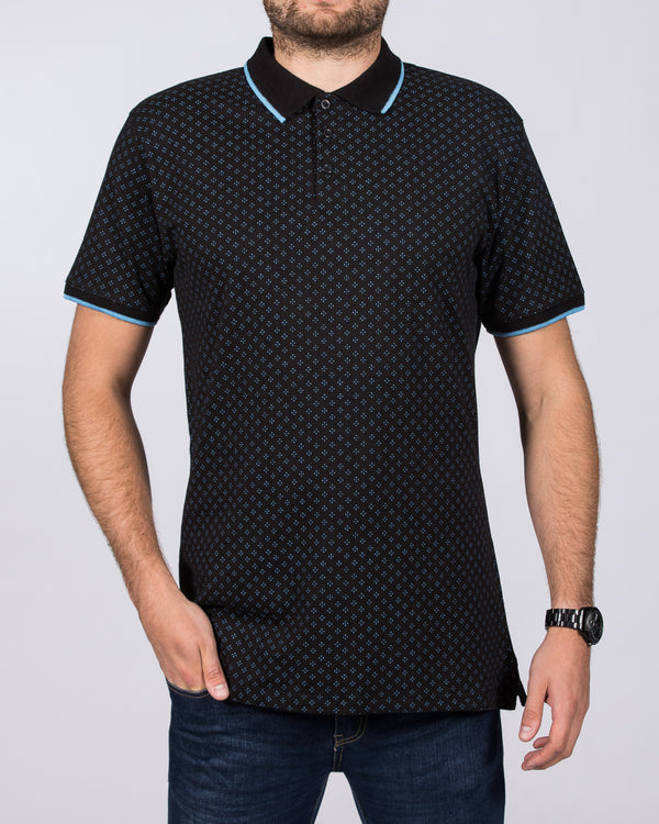 2t Regular Fit Tall Printed Polo Shirt (black)