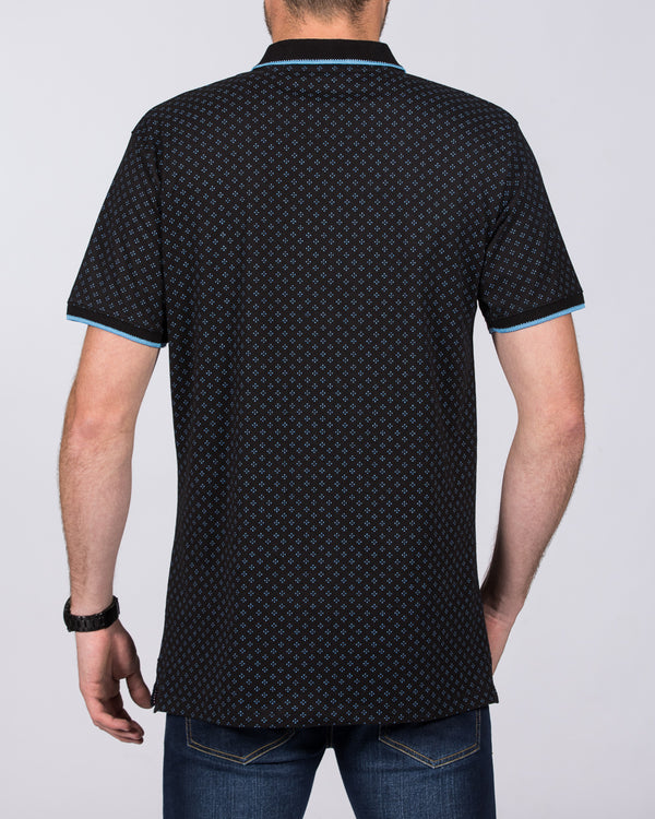 2t Regular Fit Tall Printed Polo Shirt (black)