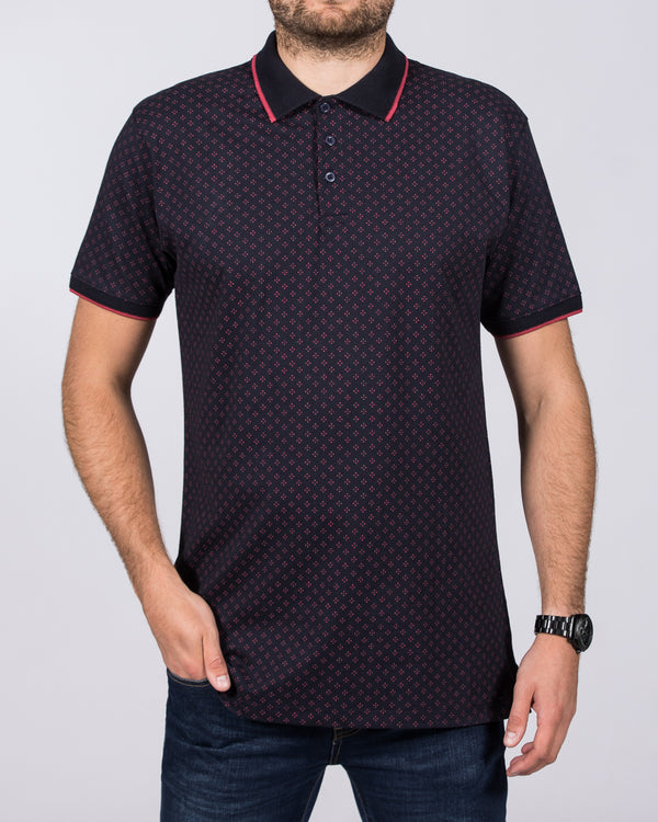 2t Regular Fit Tall Printed Polo Shirt (navy)