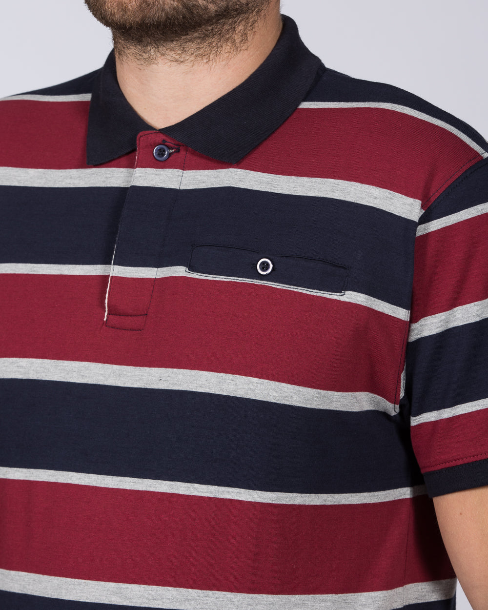 2t Regular Fit Tall Rugby Striped Polo Shirt (burgundy)