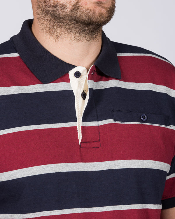 2t Regular Fit Tall Rugby Striped Polo Shirt (burgundy)