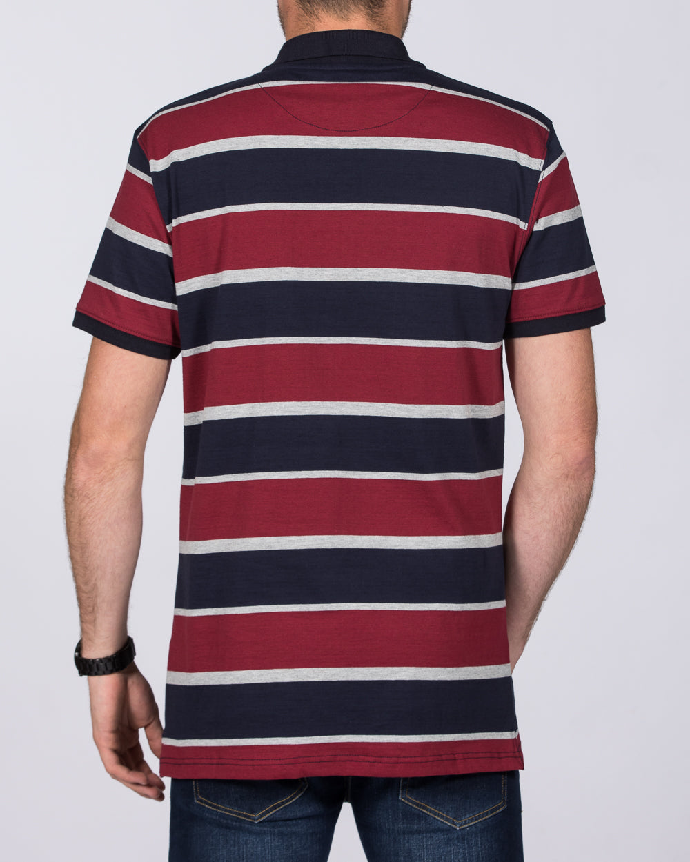 2t Regular Fit Tall Rugby Striped Polo Shirt (burgundy)