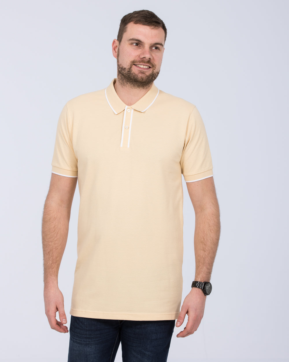 2t Slim Fit Tall Tipped Polo Shirt (lemon)