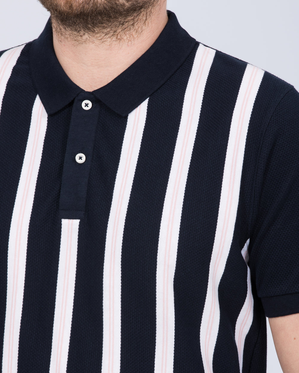 2t Slim Fit Tall Vertical Striped Polo Shirt (navy)