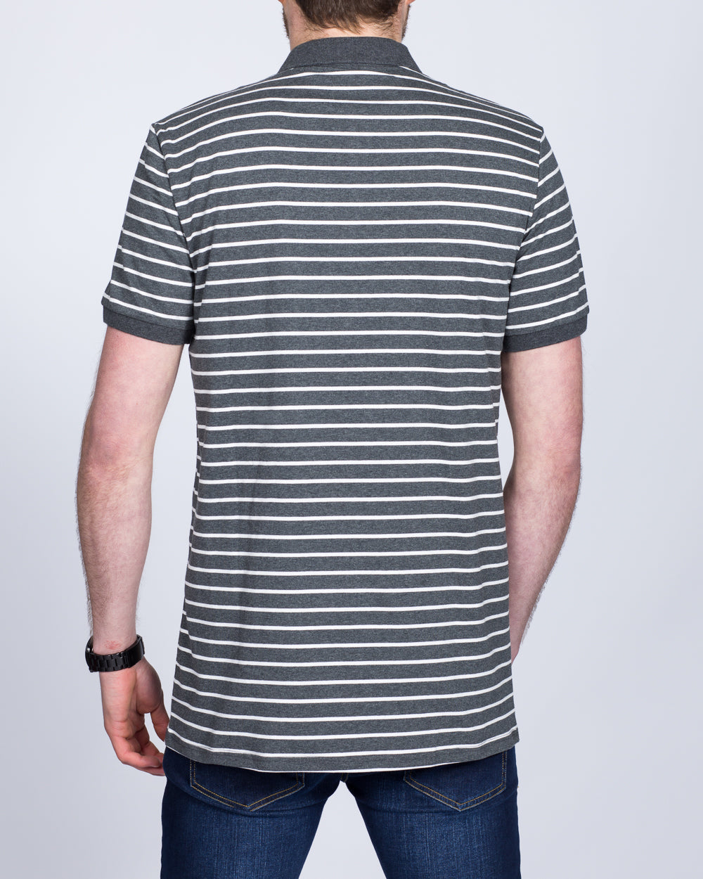 2t Slim Fit Tall Striped Polo Shirt (charcoal)