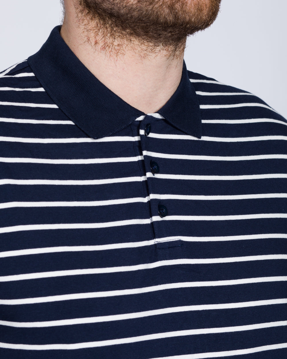 2t Slim Fit Tall Striped Polo Shirt (navy)
