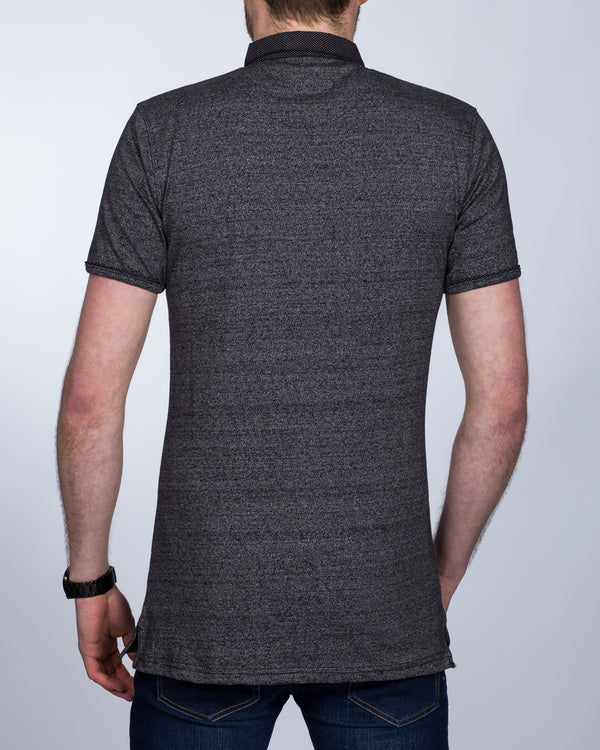 2t Slim Fit Tall Polo Shirt (black marl)