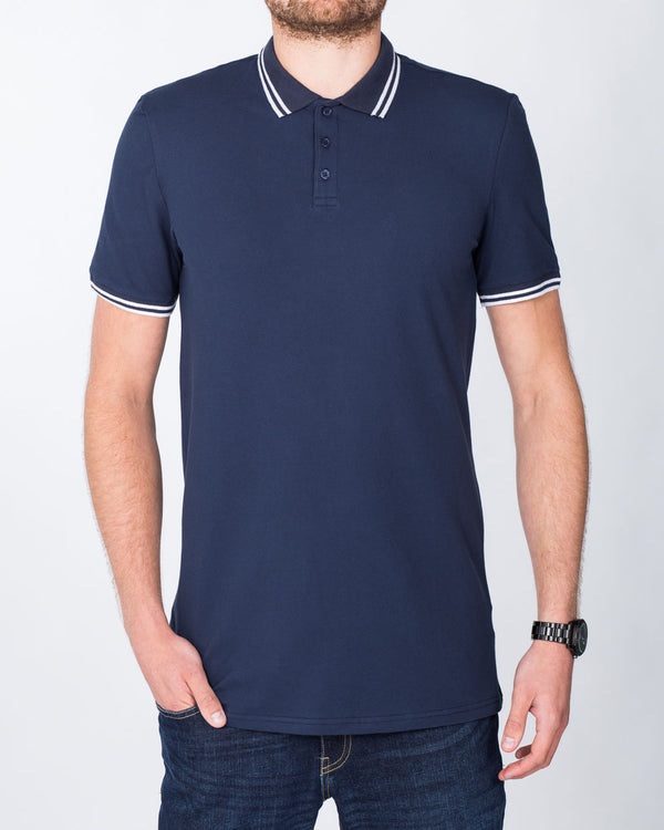 2t Slim Tall Tipped Polo Shirt (navy)